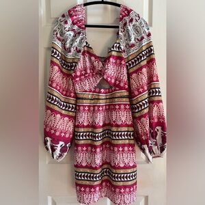 Bohemian Patterned Dress with Long Sleeves